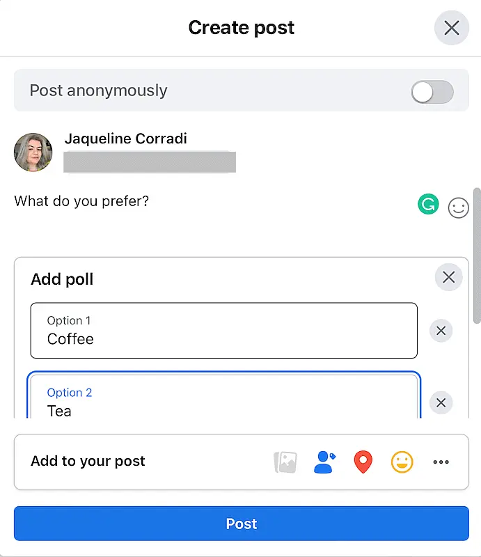 Facebook poll